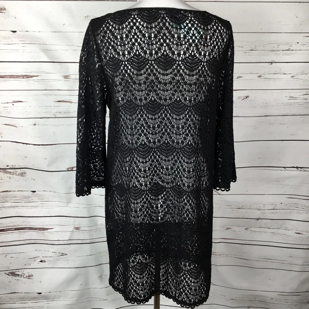 NWT Black Mudpie Emma Crochet‎ Swimsuit Coverup.